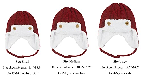 Muryobao Toddler Kids Boys Girls Winter Knitted Beanie Hat Warm Fuzzy Fleece Lined Knit Cap With Earflap For Baby Child Ages 2-4 Years Red #TOP2