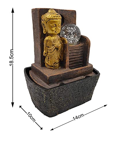 Image of GTC Beautiful Lord Buddha Mini Waterfall Fountain Show with Electric Water Pump for Home Decoration for Diwali Birthday Anniversary showpiece for Drawing Room Living Room (1731), Resin