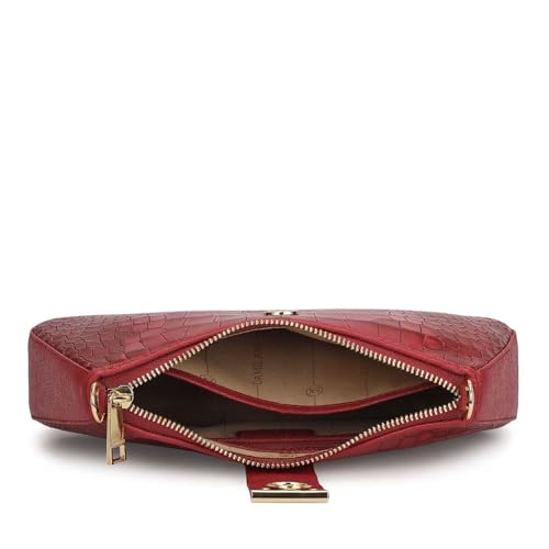Image of Da Milano Leather Shoulder Bag for Women - Purple (01349OL)