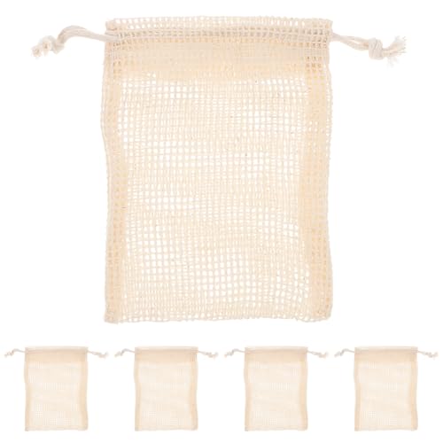 BAZEITFLOW Bolsas para Guardar Jabón de Algodón y Lino 5 Unidades Cordón Ajustable Bolsa Espumadora para Ducha Exfoliante Herramienta de Baño para Limpieza E Higiene Diaria
