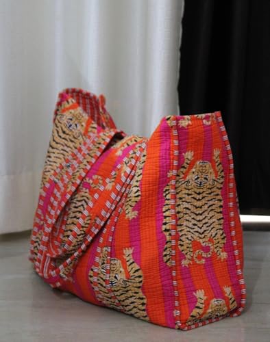 Bolso Tote reversible de algodón estilo jungla miniatura 5