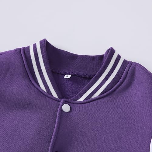 Kids Varsity Jacket Girls Boys Baseball Jacket Bomber Coat School Uniform with Pocket2