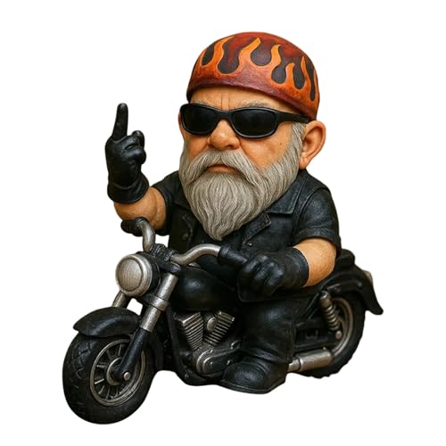 Gartenzwerg Motorrad, Statue Wasserdicht Sonnenschutz Gartendeko für...