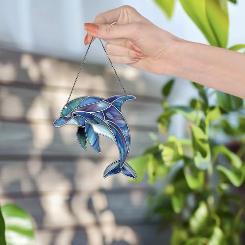 Image of Dolphin Acrylic Ornament Gift for Dolphin Lovers Christmas Hanging Decor