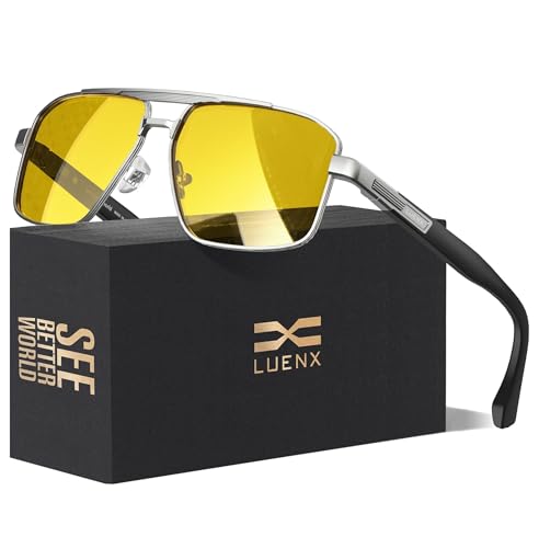 LUENX Aviator Sunglasses for Men Square Polarized Polygon Shades Driving UV 400 Protection...