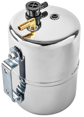 JEGS Steel Vacuum Reserve Canister, 5x7in, Chrome-Plated, Includes Grommet, Check Valve, Fittings & Port Plug