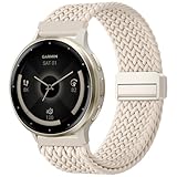 IMIVIO 18mm Magnetic Braided Nylon Bands Compatible with Garmin Vivoactive 4s/Venu 4(41mm)/Venu 3S/ 2S/ Forerunner 255S/265S, Adjustable Stretchy Quick Release Replacement Watch Strap for Women