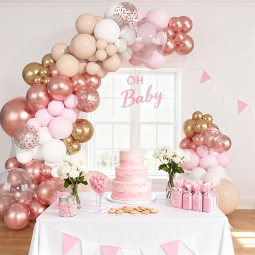 Arche de ballons rose et dorée : la solution simple pour un décor de fête chic