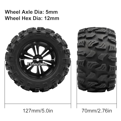 Acekeeps Pre-Glued 1/10 RC Monster Trucks Wheels and Tires Combo (OD 5.0