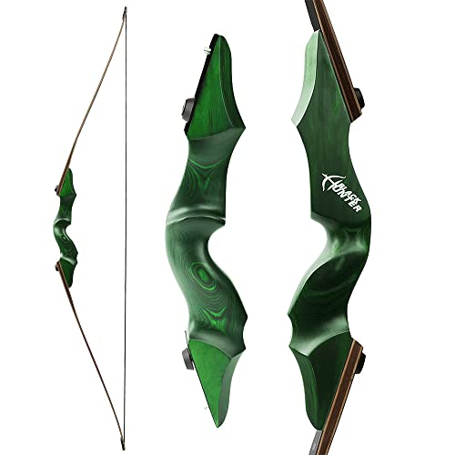 60 Inch Black Hunter Takedown Longbow 20-60Lbs Traditional Wood Longbow With Bamboo Core Limbs Right Hand Left Hand American Hunting Longbow For Outdoor Hunting Shooting (20 Lbs, Green Right Hand Bow) #TOP7