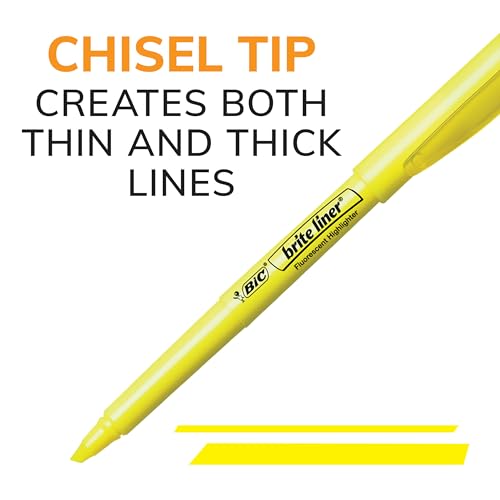 Image of BIC Brite Liner Highlighters, Chisel Tip, School Supplies for Students and Teachers, Ideal for Notes, Textbooks, and Classroom Use, 5-Count Pack in Assorted Colors