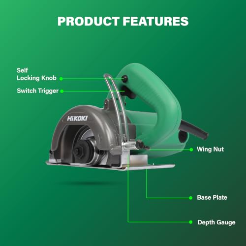 Image of HIKOKI CM5SCS9Z Marble Cutter | 1400W Copper Core Motor | 125mm Blade | 39mm Max Cutting Depth | 12000 RPM | Double Insulation | Hardened Steel Gears | Cold Circulation Cooling System