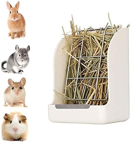 DishyKooker 1pcs White Hay Feeder Hay Rack Rabbit Grass and Food Double Use Rabbit Feeder Hay Food Bin Feeder Non-Toxic BPA Free Ideal…