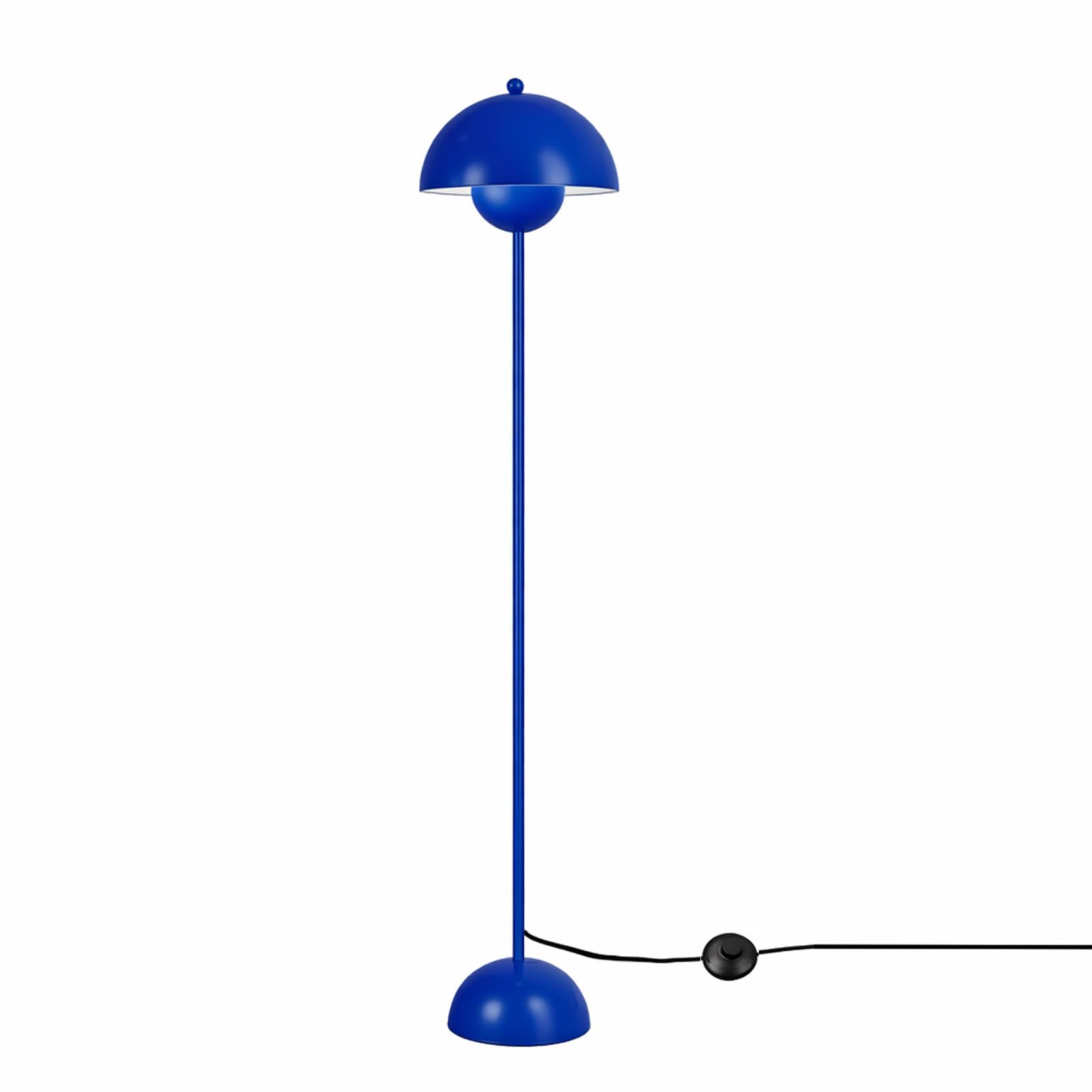 Alpinaluz Lampa stojąca ze stali z kopułowym kloszem – nowoczesny, nordycki i retro – oświetlenie pośrednie – oprawka LED E27 – przełącznik nożny do salonu, sypialni lub jadalni (błękit kobaltowy)