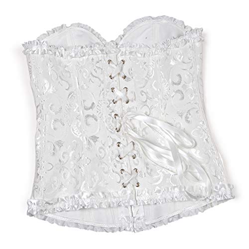 Frawirshau – Espartilho feminino com cadarço e barbatanas, Branco, Medium