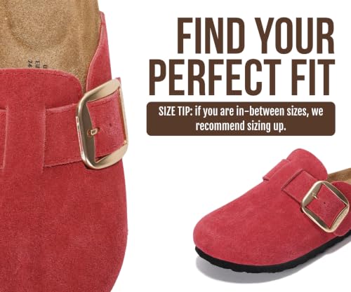 Image of Project Cloud 100% Genuine Leather Clogs for Women Shoes - Memory Foam Insole, Non-Slip & Natural Cork Footbed Arch Support Big Buckle Womens Clogs and Mules Footwear (Manchester)