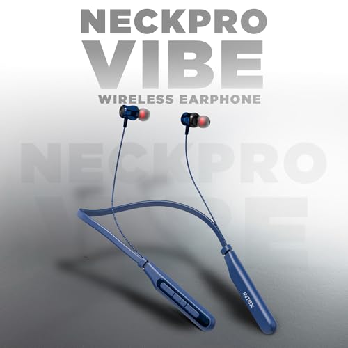 Image of Intex NeckPro Vibe Wireless Neckband Earphones with 30H Playtime | Bluetooth v5.3, AI Assistant | Magnetic Earbuds, Type-C Fast Charging | Deep Bass & HD Mic for Calling - Blue