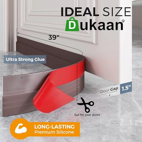 Image of Dukaan Pck of 2 Silicon Door Bottom Sealing Strip Self Adhesive Door Gap Filler Rubber, Sealing Strip Guard,Protector from Cockroach, Insect, Bugs, Air & Dust