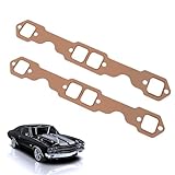 SBC Header Gaskets, Oval Port Copper Header Exhaust Gasket Seals Compatible with SB Chevy Vehicle 327 305 350 383 Small Block, Header Collector Gasket (2PCS)