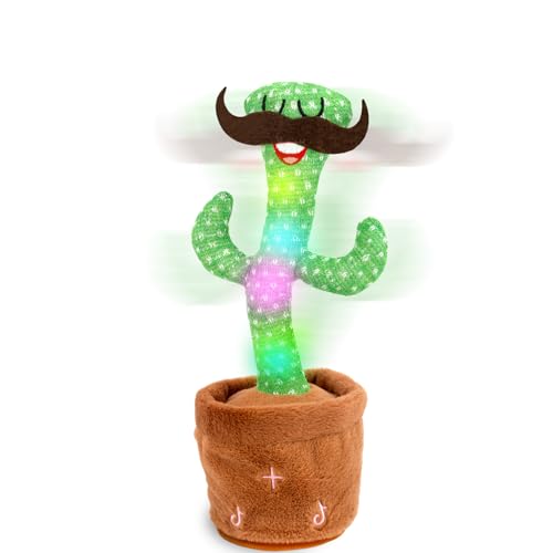 ENGINDEER Dancing Cactus Toy, Talking Cactus Toys, Easter Volume Adjustable Gift for Baby Girls Boys Kids 3 6 9 12 Year Old, Repeat What You Say Toy of Easter Gifts-Beard