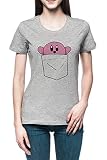 Calidad perfecta Bolsillo Kirby Mujer Camiseta tee Gris Women\'s Grey T-Shirt