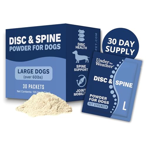 Under the Weather Disc & Spine Health Powder for Dogs | Spinal Disc Support | Vet Formulated Dog Joint Supplement for Long-Backed Breeds | IVDD Dog Supplies | Chicken Flavor Packets - 30 Day Supply L