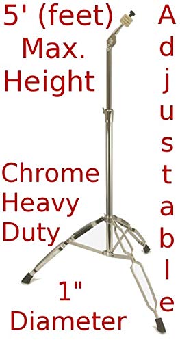 Straight Cymbal Stand 5' Heavy Duty Chrome Double Braced Percussion Tripod New #TOP3