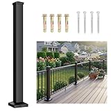 Egadis 1 Pack 3 in. x 3 in. x 39 in. Aluminum Railing Post, Porch and Deck Railing Post with Screws, Black Textured AAMA 2604 Powder-Coat Finish Stair Post for Decks, Porches & Balconies