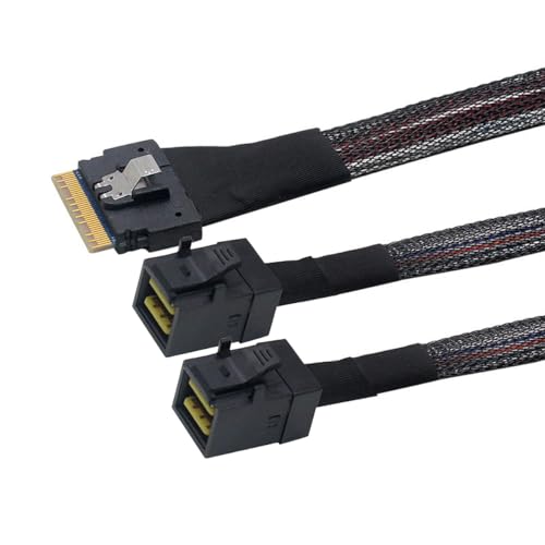 Image of NGFF Detachable Bifurcation Virtual Raid PCI-E Ultraport Slimline SAS Slim 4.0 SFF-8654 8i 74pin to Dual SFF-8643 4i Mini SAS HD Cable PCI-Express