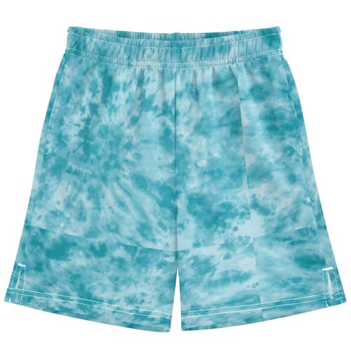 Boys Athletic Shorts Basketball Shorts Mint Tie Dye Teens Hiking Gym Shorts with Pocket for Outdoor Activity