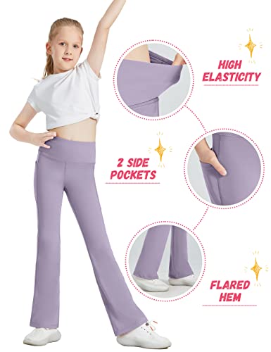 Desol 3 Pack Girls Flare Leggings with Pockets, High Waist Bootcut Yoga Pants, Dance Athletic Bell Bottoms for Teen &Kids4