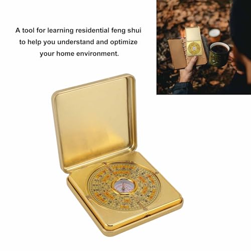 Brújula Feng Shui Luo Pan de hierro con tapa plegable miniatura 4