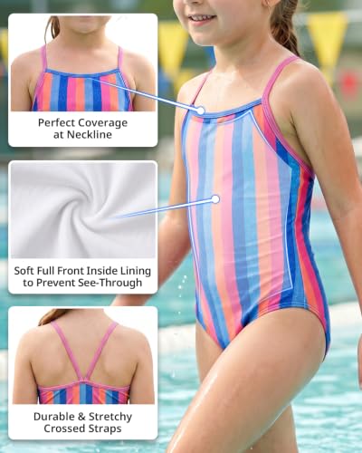 Image of weVSwe Baby Girl Swimsuit One Piece Swimsuit Cute Toddler Girls Sleeveless Bikini Kids 2-10 Years