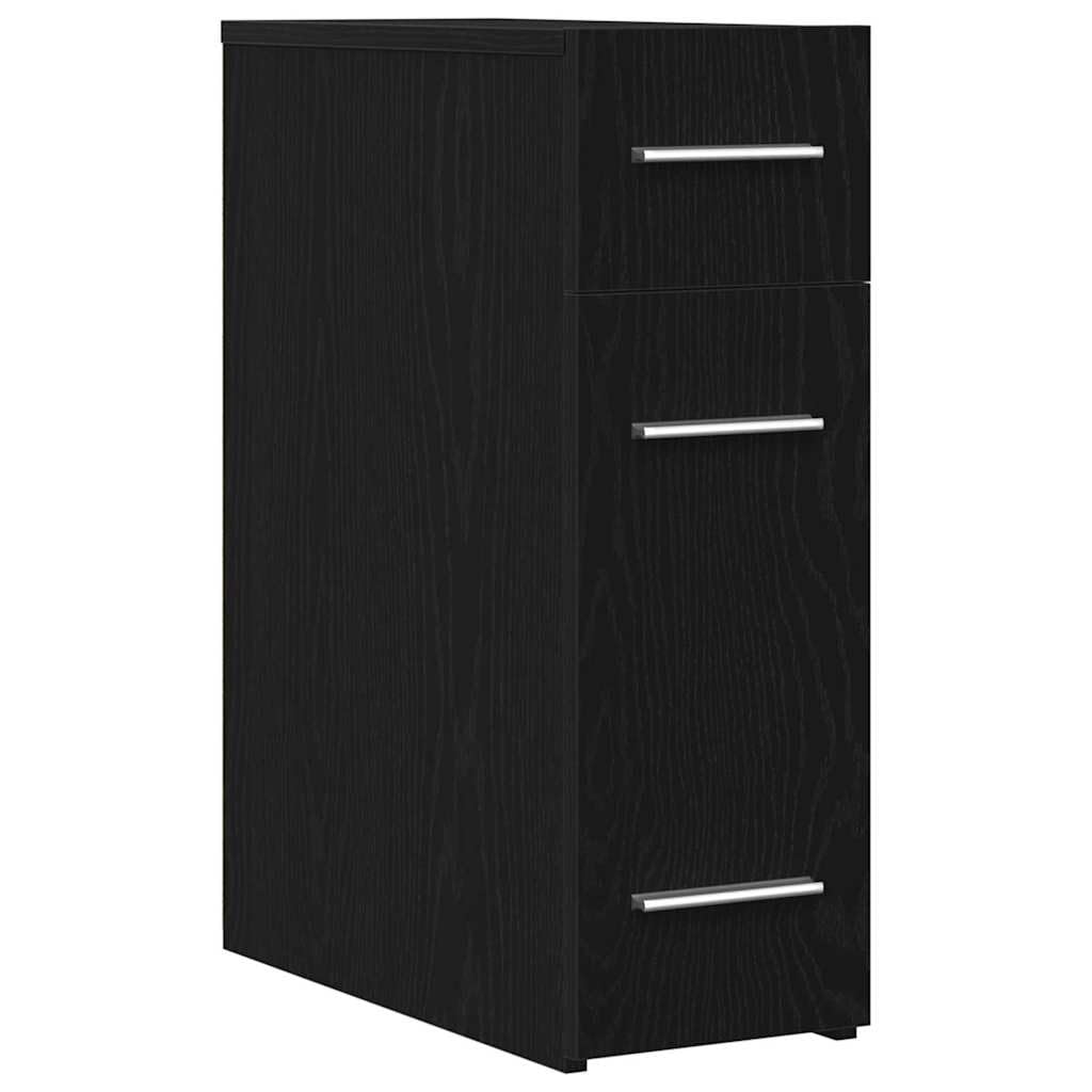 Armadietto da farmacista nero effetto rovere, credenza sottile con 3 cassetti, 20 x 45,5 x 60 cm, cassettiera moderna in legno per soggiorno, sala da pranzo e corridoio