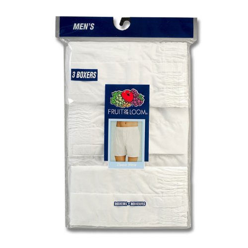 3-pack Men's Fruit of the Loom 595 Solid White Boxers (Medium)2