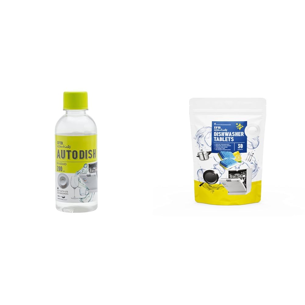 IFB Essentials Autodish Dishwasher Rinse Aid | Formulated by Dishwasher Experts | Spotless Shine & Faster Drying | Prevents Water Marks & Streaks | For All Dishwashers | 200 ml & Essentials Dishwasher-picture-36
