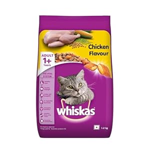 Whiskas Adult (1+ Years) Dry Cat Food, Chicken Flavour, 1.2 kg, Contains 41 Essential Nutrients, Complete & Balanced Nutrition for Adult Cats