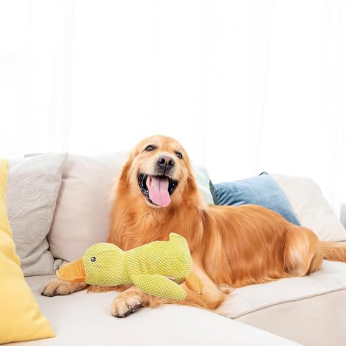 Generisch Anti-Stress Kuscheltier Ente für Hunde - Quietschspielzeug mit Beruhigungskissen Plüsch, Mellow Puppy