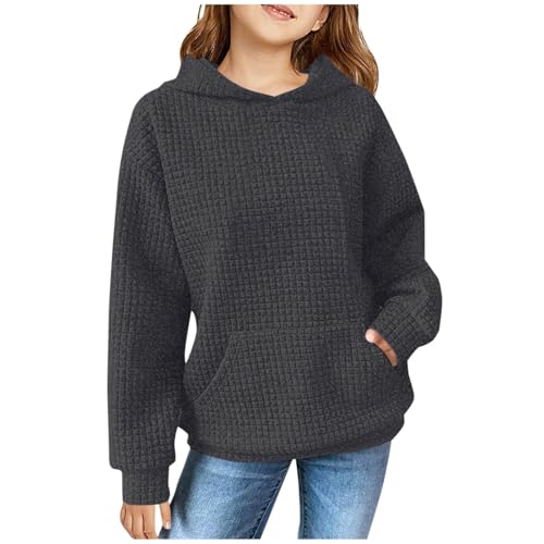 Girls Waffle Hoodies Casual Long Sleeve 2025 Fall Loose Comfy Oversized Sweatshirts Athletic Pullover with Pocket2
