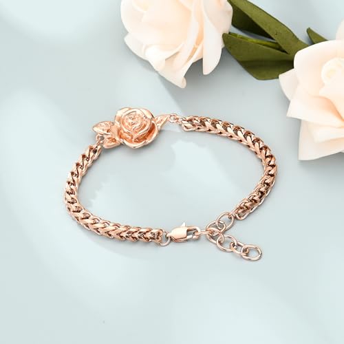 shajwo Cremation Jewelry Rose Flower Urn Bracelet for Human Ashes for Women Girl Adjustable Memorial Keepsake Link Bracelet4