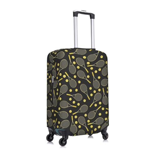 Funny Tennis Racquets And Tennis Balls Print Suitcase Cover Luggage Protector Washable Elastic Fashionable Travel Gear Cover3