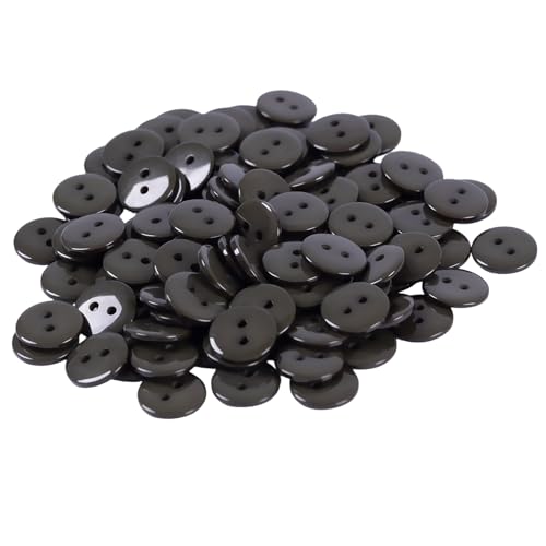 Lilaly 100pcs Dark Green Sewing Buttons, 1/2-inch (12.5MM) 2 Hole Buttons for Clothes, Craft, Sewing & DIY