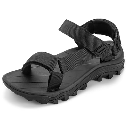 Mishansha Herren Sandalen Sommer Trekkingsandalen Outdoor Sport Wandersandalen, Schwarz 43