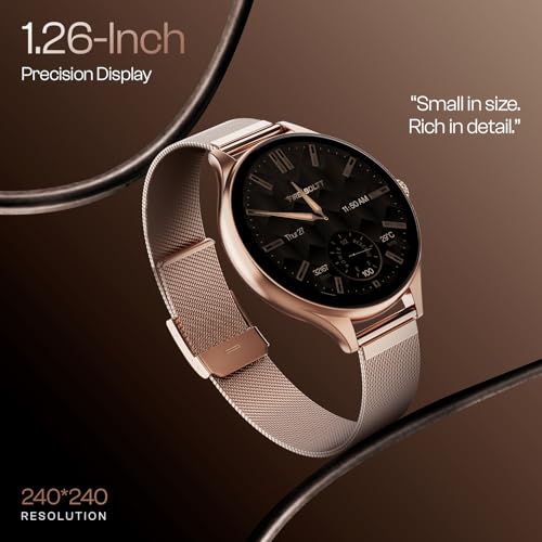 Image of Fire-Boltt Phoenix Air Smart Watch 1.26 inch Round Display, Rotating Button, Wireless Charging, Ultra Lightweight Metal Body, Bluetooth Calling, Smartwatch with Silicone & Mesh Steel Straps Rose Metal