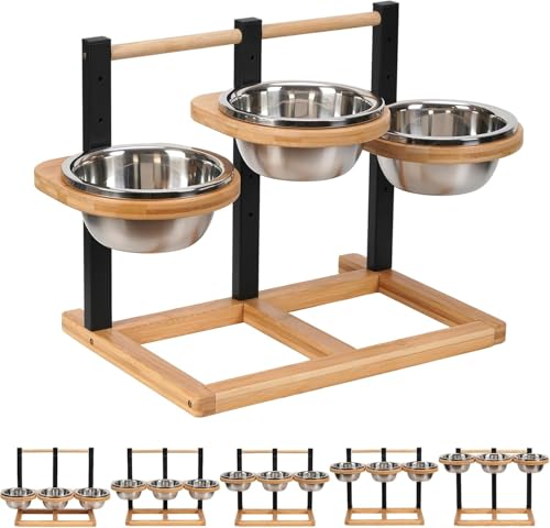 Optyuwah Hundenapf Erhöht für Hunde,5 Höhenverstellbar Hundenapf mit 3X1400ml Edelstahlnäpfen und Holz Erhöhte Hundenäpfe Hundenapfständer Futternapf Futterstation mittel große Hunde Fressnapf Optyuwah Hundenapf Erhöht für Hunde,5 Höhenverstellbar Hundenapf mit 3X1400ml Edelstahlnäpfen und Holz Erhöhte Hundenäpfe Hundenapfständer Futternapf Futterstation mittel große Hunde Fressnapf