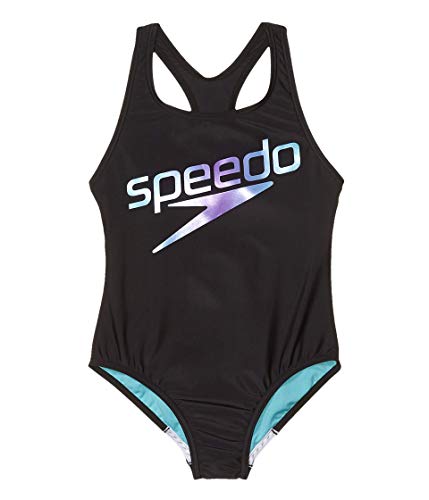Speedo Kids Girl's Speedo Logo One-Piece (Big Kids) Speedo Black 14 Big Kids