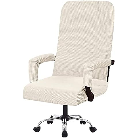 NLCYYQ Office Chair Cover Polar Fleece Computer Chair Cover Stretch Rotating Chair Cover Removable Swivel Slipcover Boss Chair Cover Protectors High Back (Beige,Medium) Cover