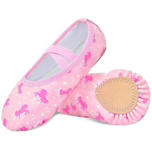 MaciRept Ballet Shoes for Girls Kids Dance Shoes Ballet Slippers Soft Leather Split Sole Girls Ballet Flats Ballerina Shoes Size 13 Yoga Shoes Toddler Pink Ballet Shoes