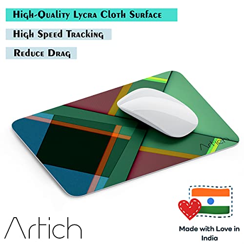 Image of Artich Designer Gaming Mouse Pad for Office Laptop /Computer with Super Soft Non-Slip Rubber Base and Lycra Cloth Surface for Silky Touch Rectangle (Dark Shade Shards Pattern)