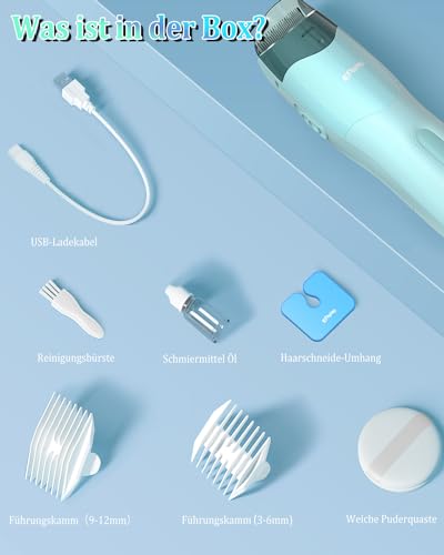 ENSSU Vakuum-Haarschneider für Kinder, wiederaufladbare Vakuum-Haarschneider mit 2 Modi für Kinder/Herren, wasserdichte Haarschneidemaschine Trimmer schnurloser Haarschneide-Set (Vakuum Version)
